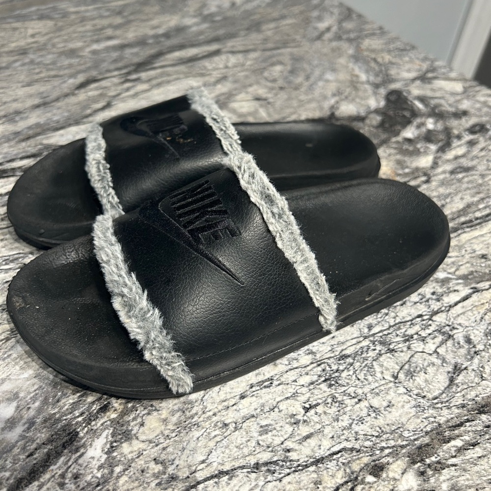 Nike Black Slides with Soft Gray Trim